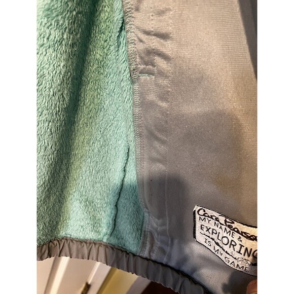 The North Face Denali Jacket Girls Size Large Green Polartec Solid Full Zip Warm - Picture 11 of 13